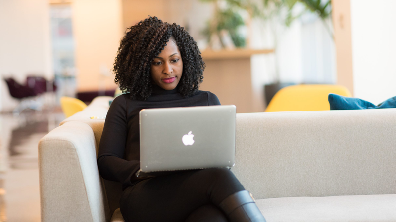 woman working on laptop